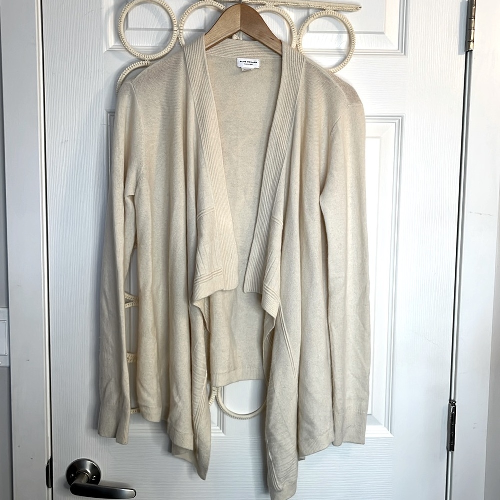 Club Monaco Cashmere open cardigan women’s xs oatmeal waterfall style